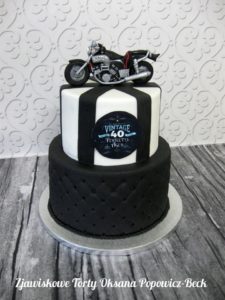 Tort na 40 urodziny vintage motocykl